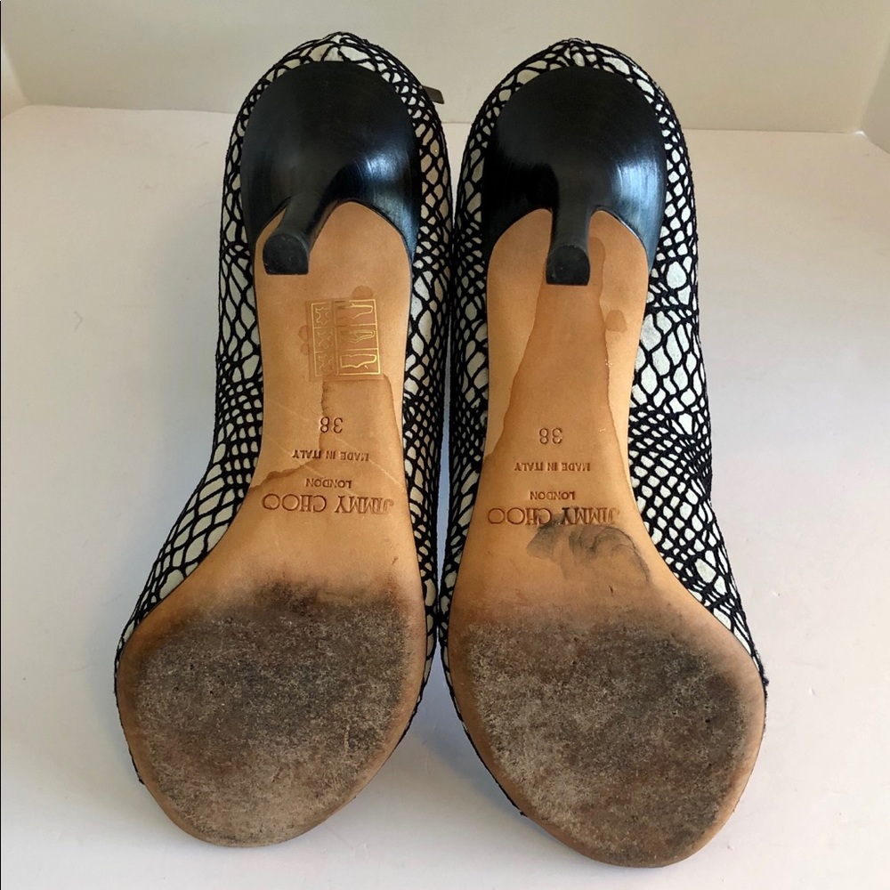 Jimmy Choo Lace Up Peep Toe Sandals - Picture 6 of 7